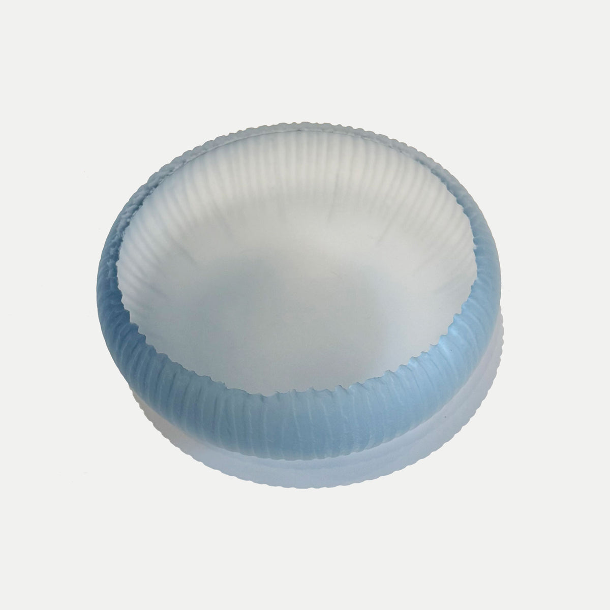 Aqua Saw Carved Bowl Top View - Petroff Gallery - Glass Art