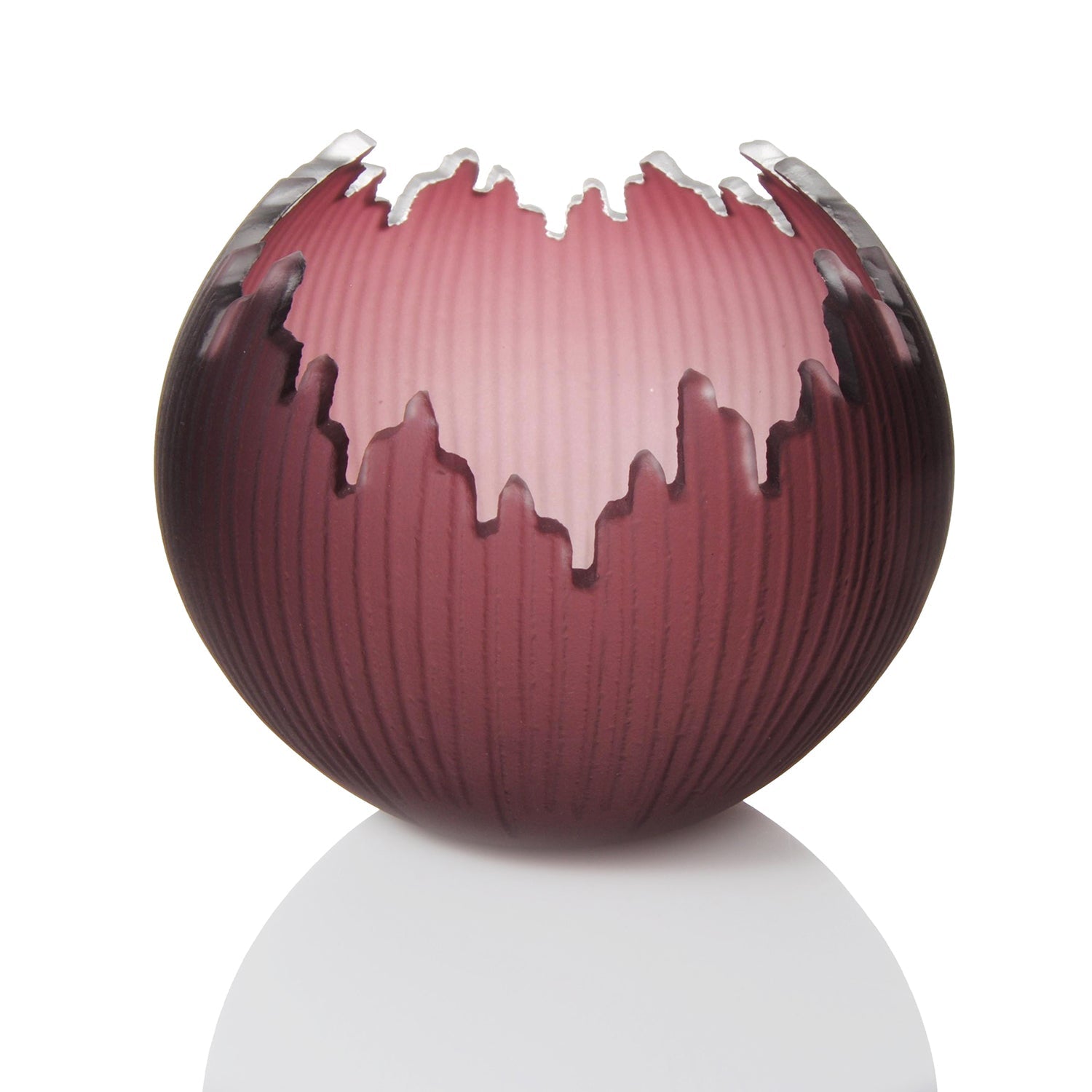 Dark Red Violet Saw Carved Orb 6.5" - Petroff Gallery -  - Courtney Downman - Dark Red Violet Saw Carved Orb 6.5"