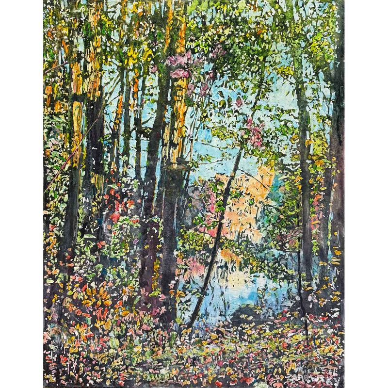 Day Full of Raining Leaves, Lake McDonald 27" x 21" - Petroff Gallery - Painting
