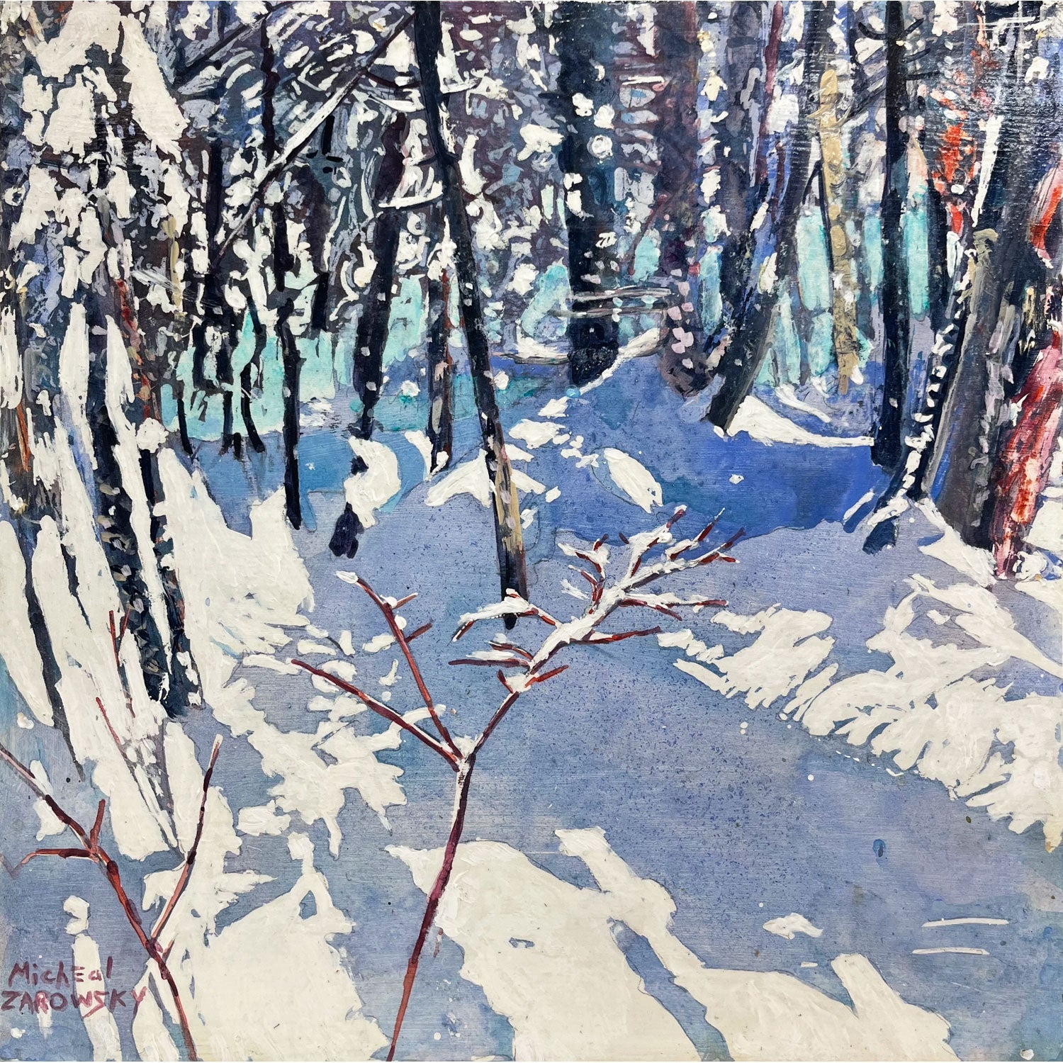 Daylight Reaching In Through the Forest 16" x 16" - Petroff Gallery -  - Micheal Zarowsky - Daylight Reaching In Through the Forest, 16" x 16"