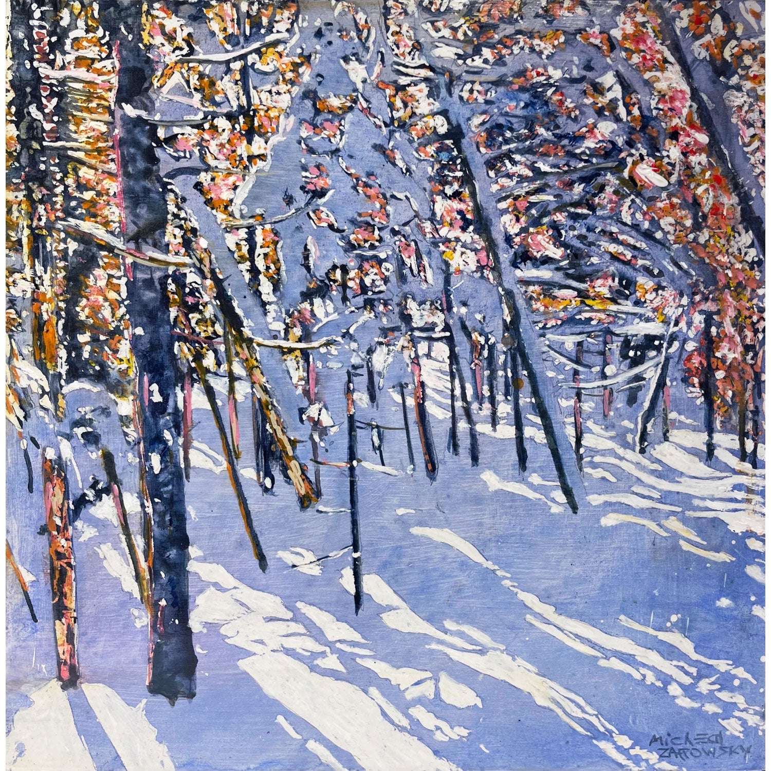 Daylight Streaming Through the Forest 16" x 16" - Petroff Gallery -  - Micheal Zarowsky - Daylight Streaming Through the Forest, 16" x 16"