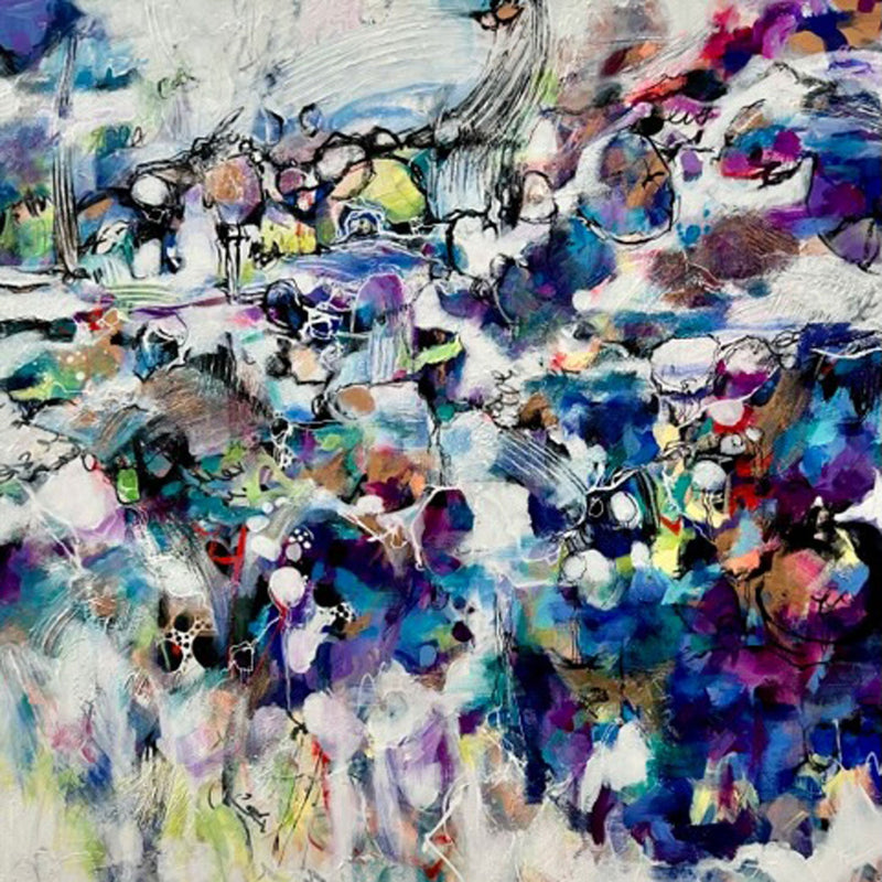 Distant Village 36" x 36" - Petroff Gallery -  - Elaine Clarfield Gitalis - Distant Village, 36" x 36"