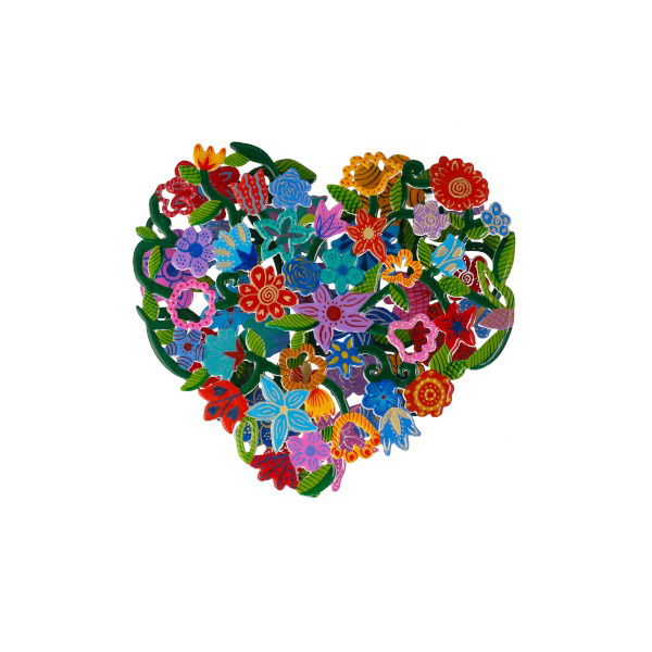 Double Metal Cutout Heart Flowers - Petroff Gallery -  - Yair Emanuel - Double Metal Cutout Heart Flowers