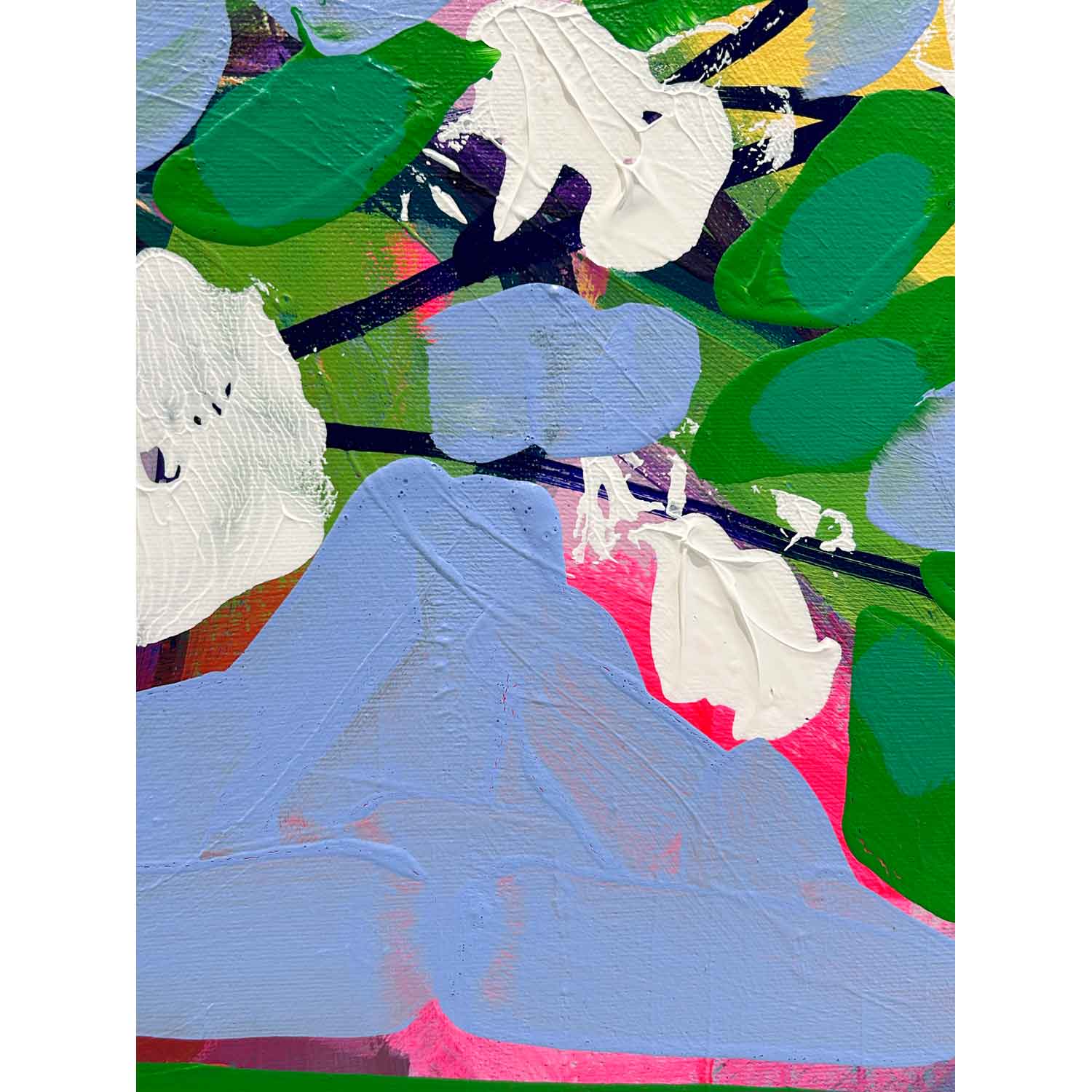 White Magnolia in Bloom 30" x 30" (Detail) - Petroff Gallery