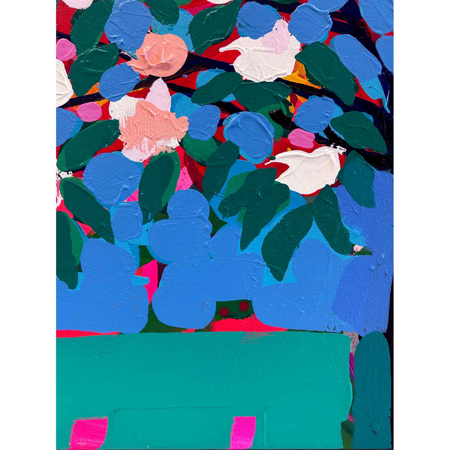 Pale Pink Magnolia 30" x 30" Detail - Petroff Gallery- Painting