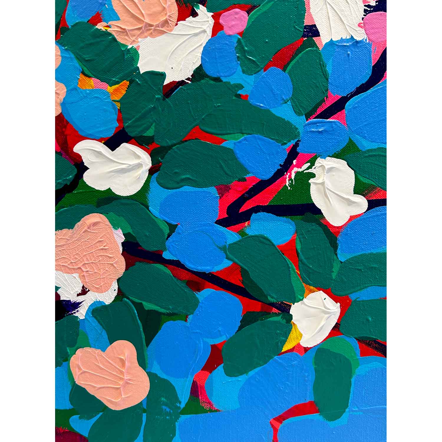 Pale Pink Magnolia 30" x 30" Detail 1 - Petroff Gallery- Painting