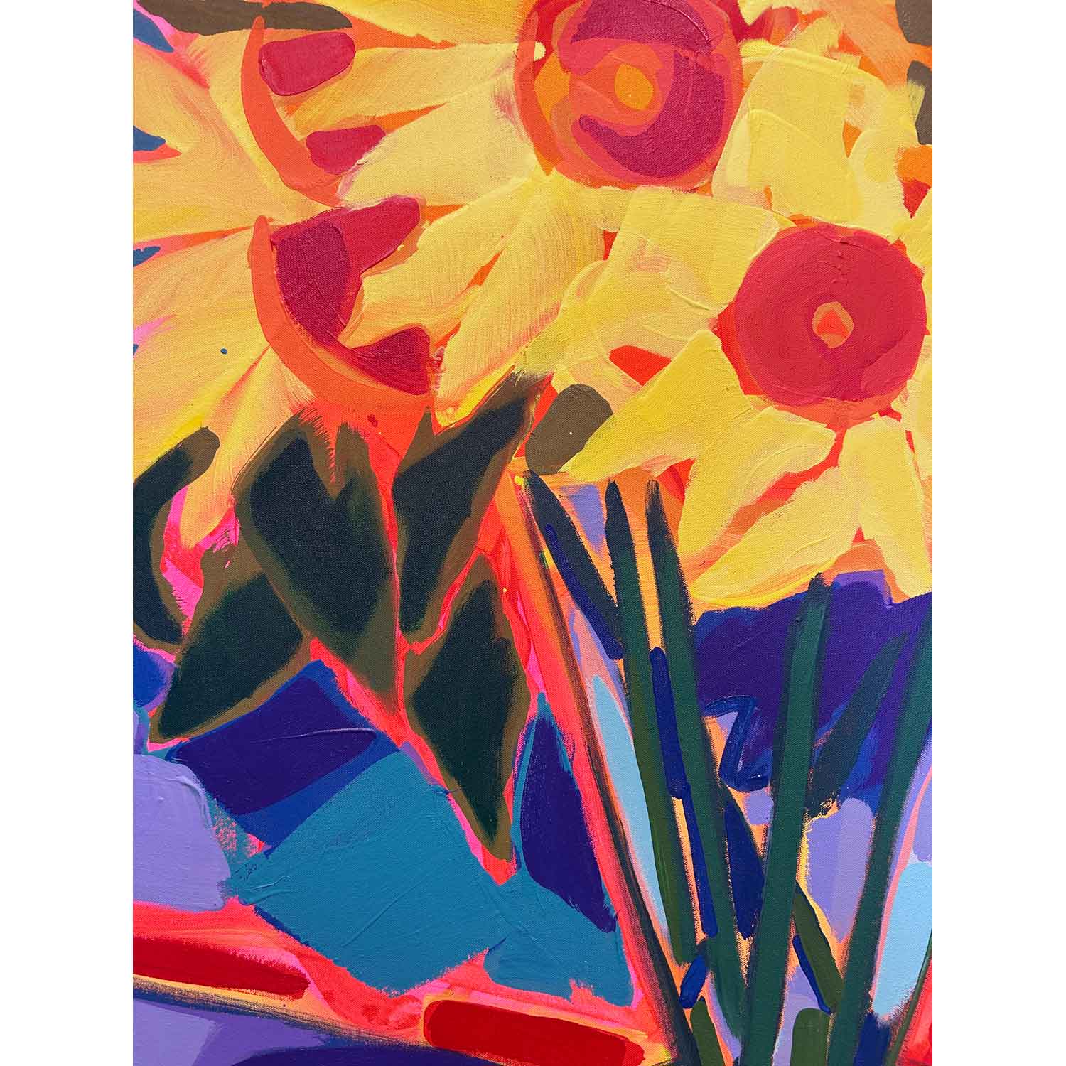 Saturday's Sunflowers 48" x 36"(Detail)- Petroff Gallery- Painting