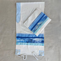 Shades of Blue Viscose Tallit - Petroff Gallery - Judaica 