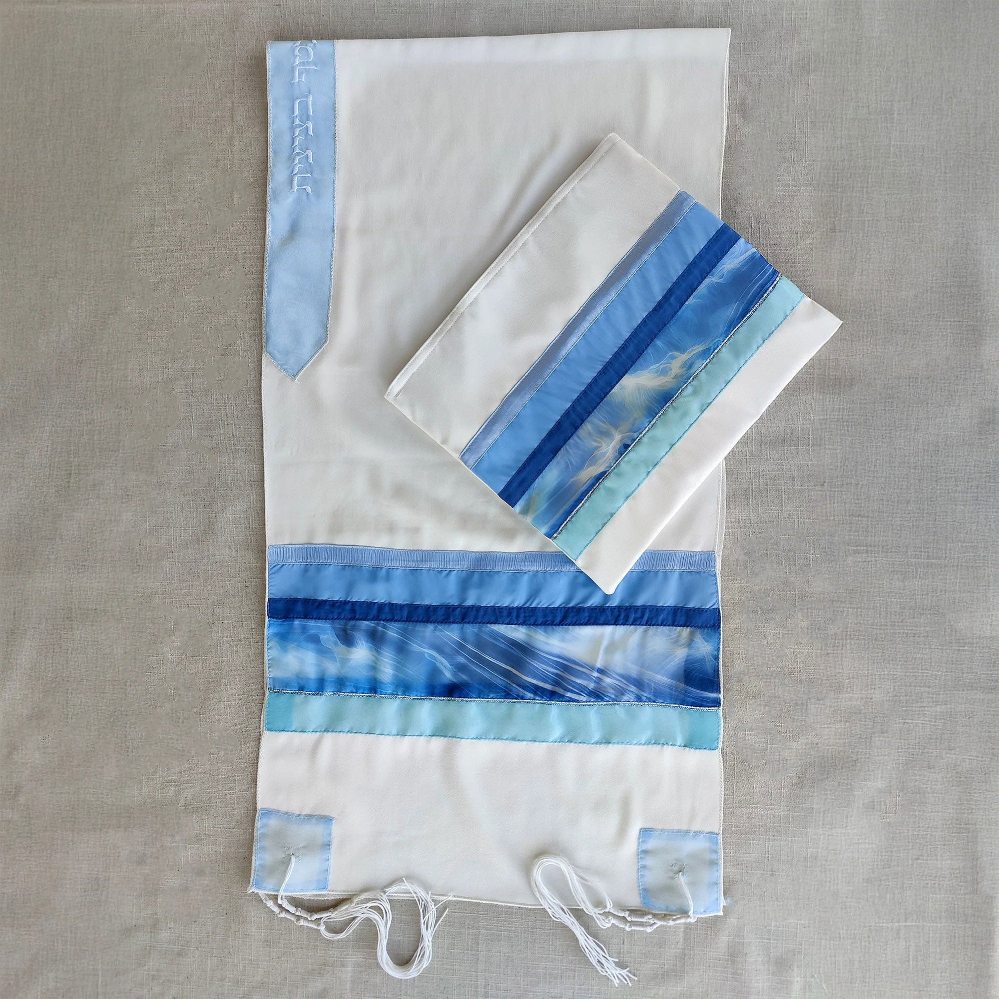 Shades of Blue Viscose Tallit - Petroff Gallery - Judaica 