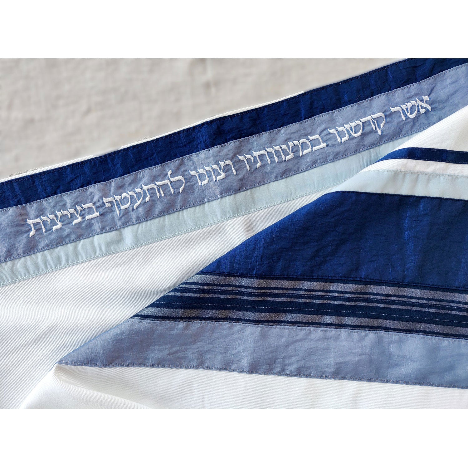 Black and White Viscose Tallit - Petroff Gallery - Judaica