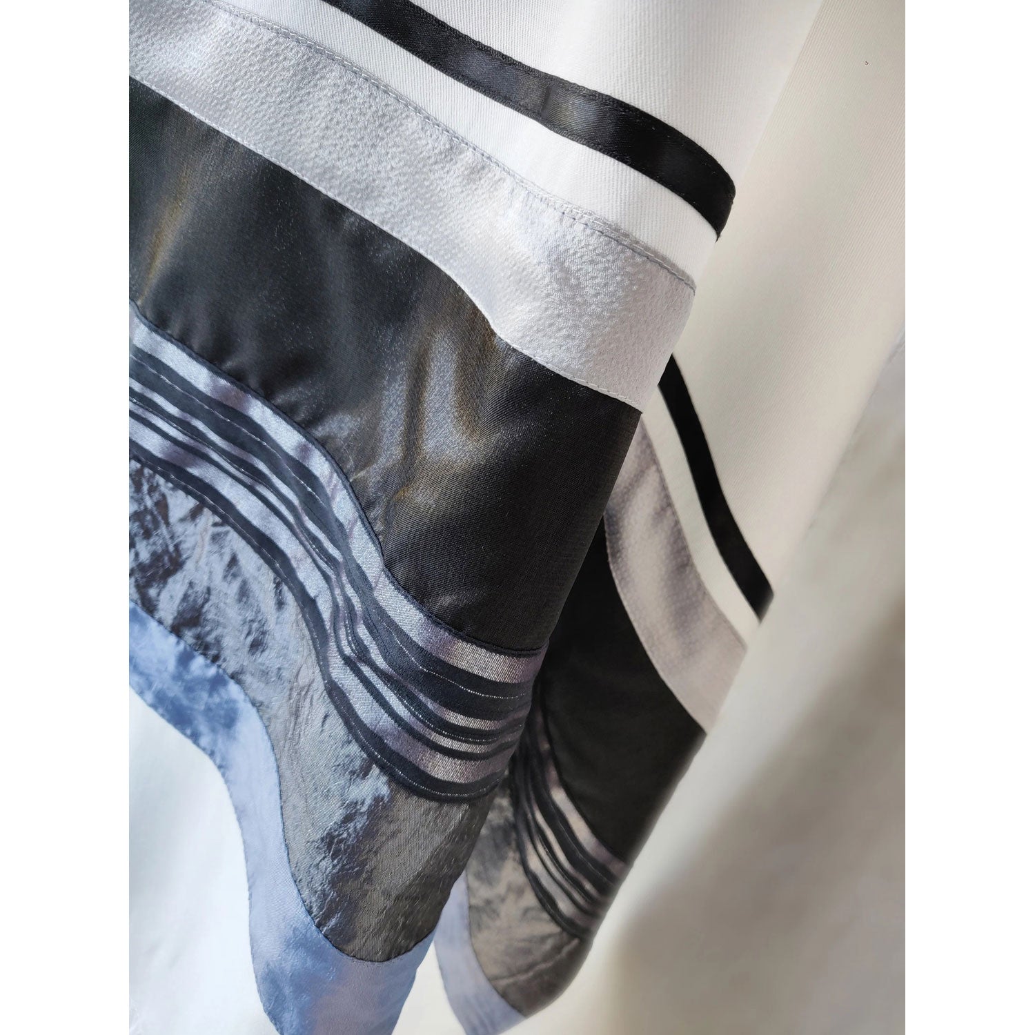 Black and White Viscose Tallit - Petroff Gallery - Judaica