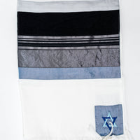 Black and White Viscose Tallit - Petroff Gallery - Judaica