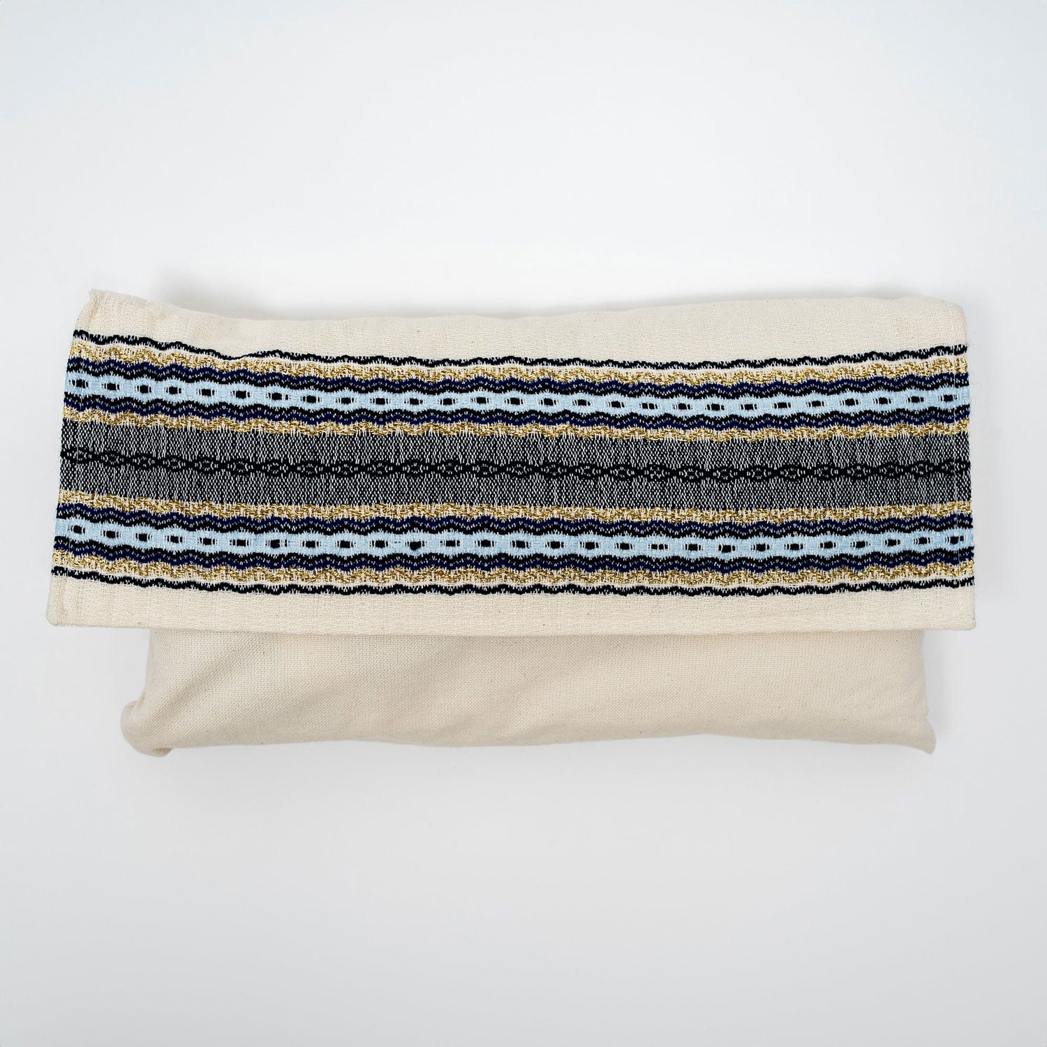 Blue and Gold Cotton Adam Tallit - PEtroff Gallery - Judaica 