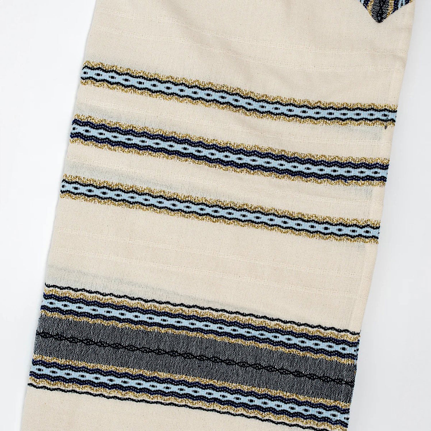Blue and Gold Cotton Adam Tallit - PEtroff Gallery - Judaica 