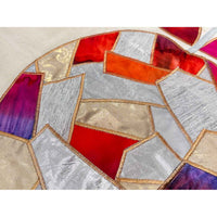 Challah Cover Red and Gold Apple Circle - Petroff Gallery - Judaica