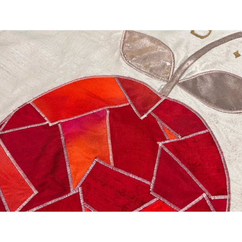 Challah Cover Red Apple Circle - Petroff Gallery - Judaica