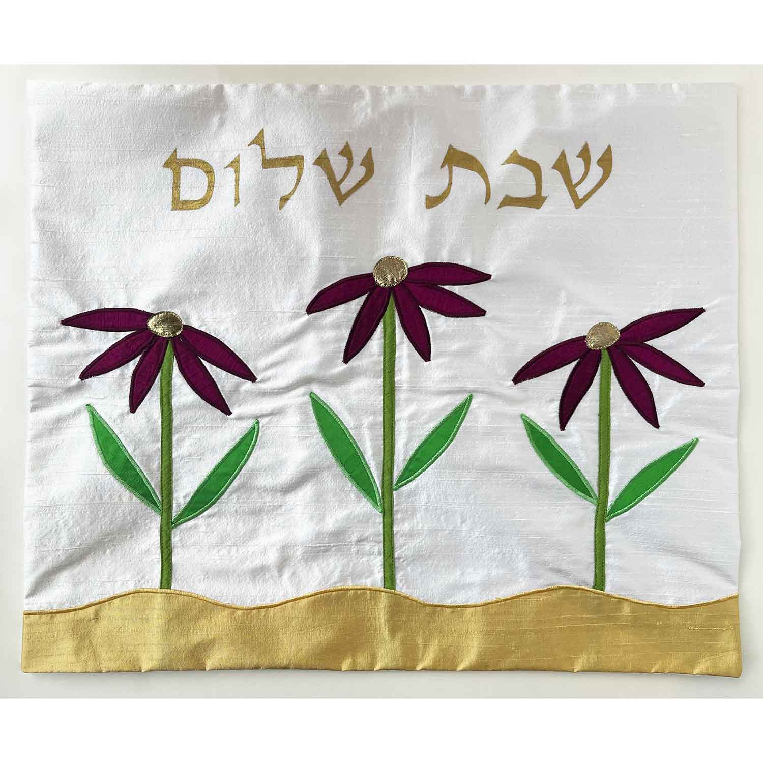 Challah Cover 3 Deaises White - Petroff Gallery - Judaica Art