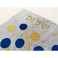 Challah Cover Blue/Gold Circles Detail - Petroff Gallery - Judaica Art