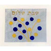 Challah Cover Blue/Gold Circles - Petroff Gallery - Judaica Art
