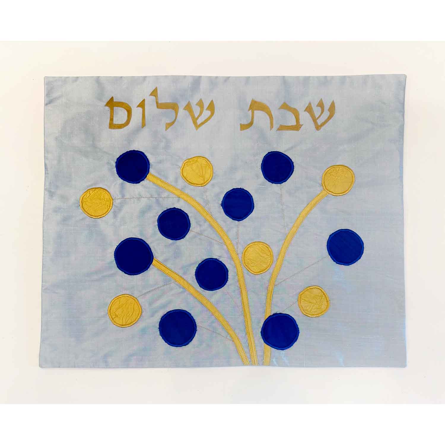 Challah Cover Blue/Gold Circles - Petroff Gallery - Judaica Art