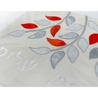 Challah Cover Silver/Orange Detail 2 - Petroff Gallery - Judaica Art