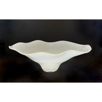 Extra Large Shiny Opal White Floral Bowl - Petroff Gallery - Glass art