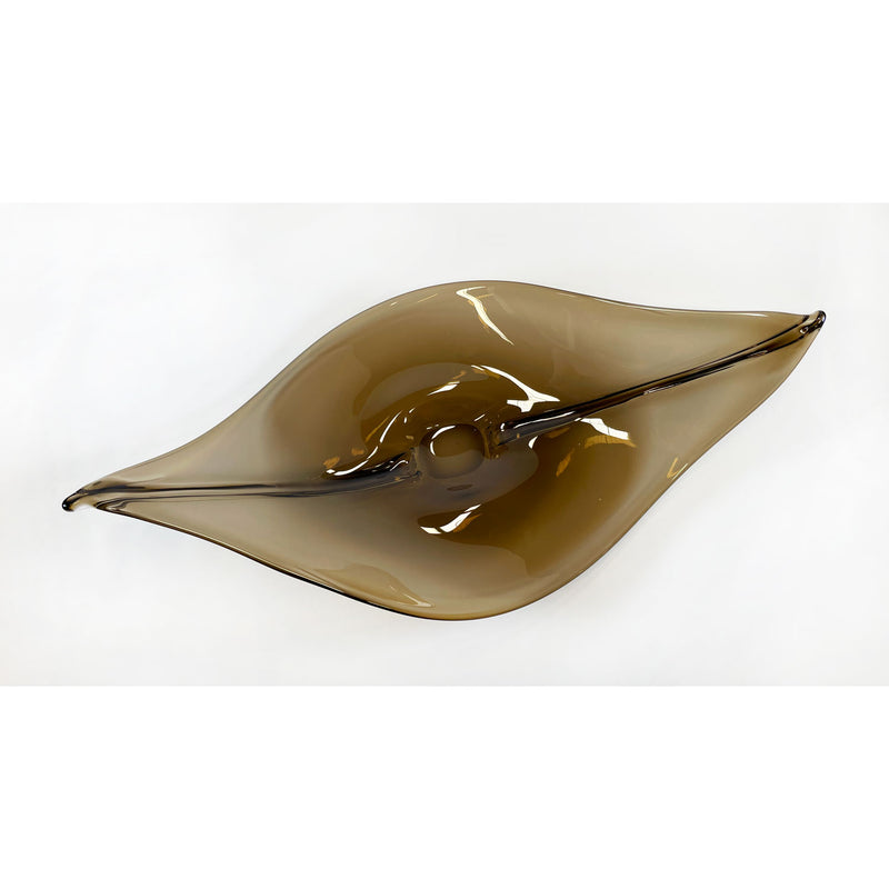 Shiny Smokey Topaz Leaf - Petroff Gallery - Glass Art