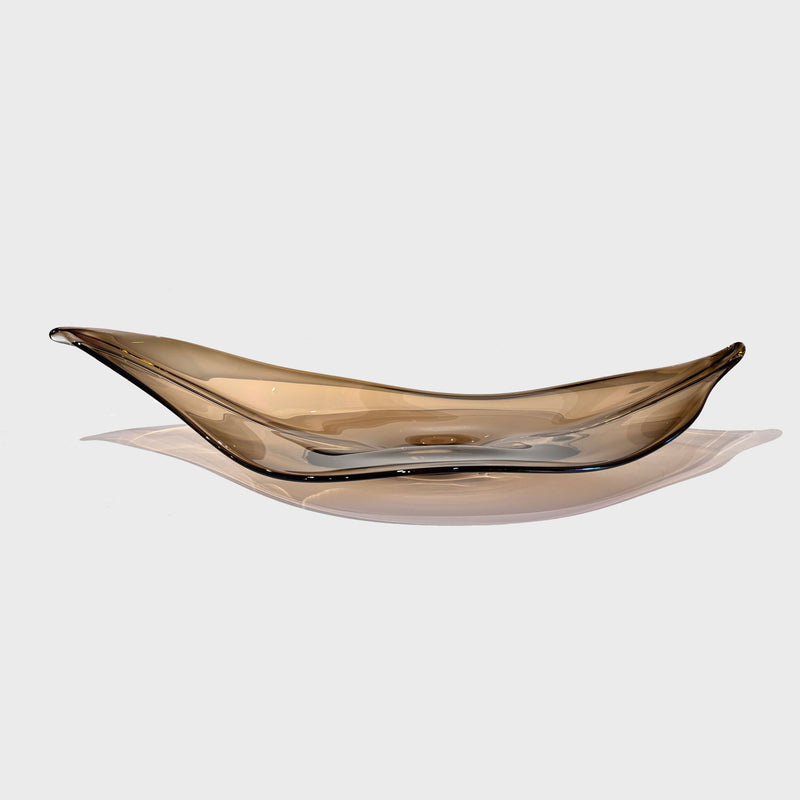 Large Shiny Smokey Topaz Leaf - Petroff Gallery - Glass Art