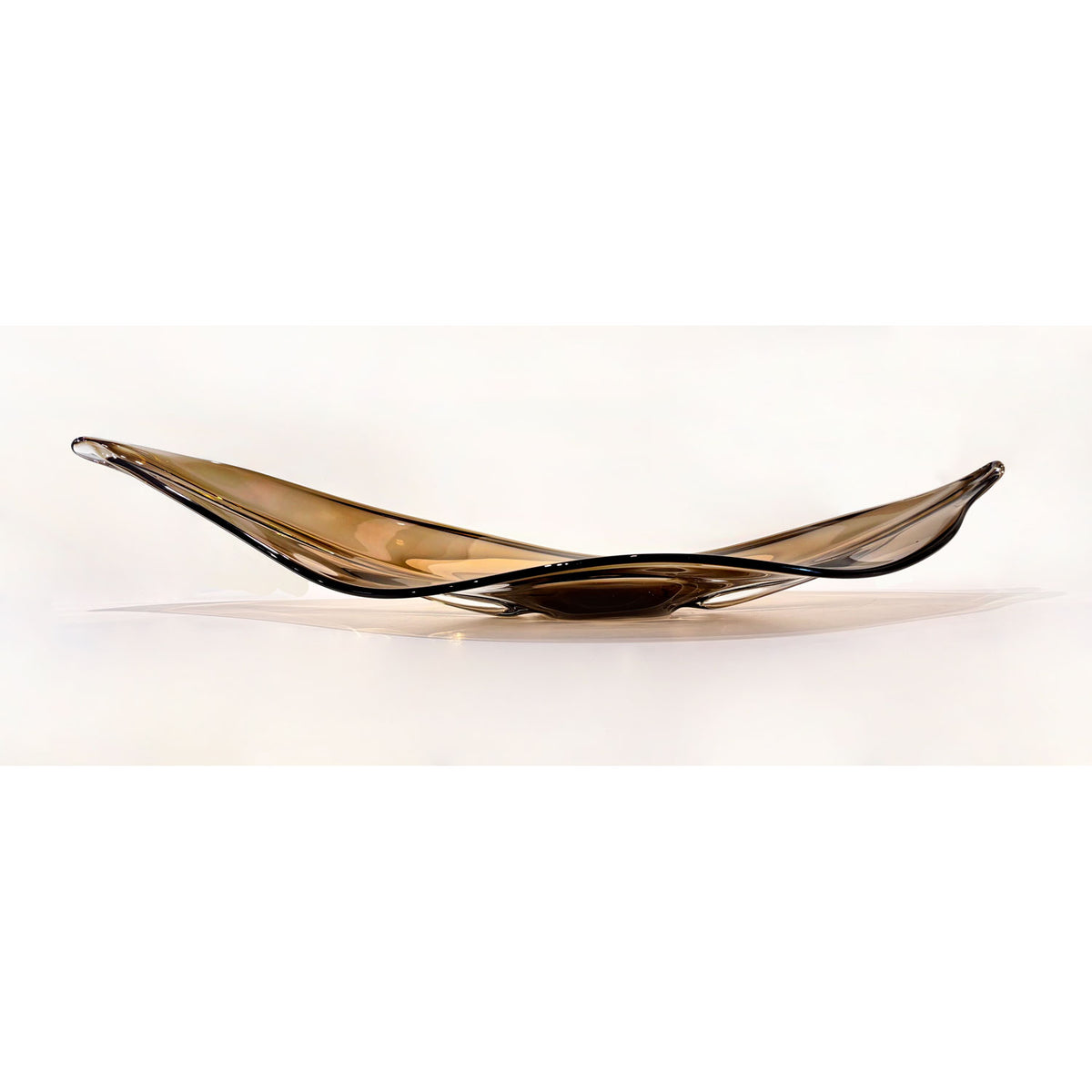 Large Shiny Smokey Topaz Leaf - Petroff Gallery - Glass Art
