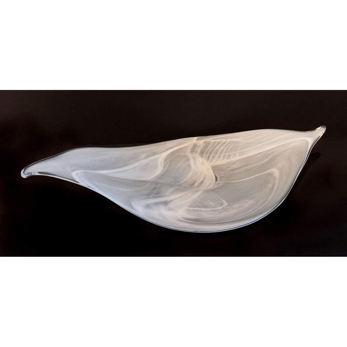 Large Shiny Alabaster White Leaf - Petroff Gallery - Glass Art