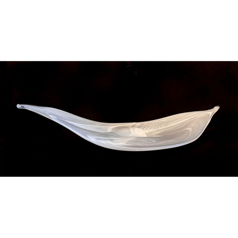 Large Shiny Alabaster White Leaf - Petroff Gallery - Glass Art