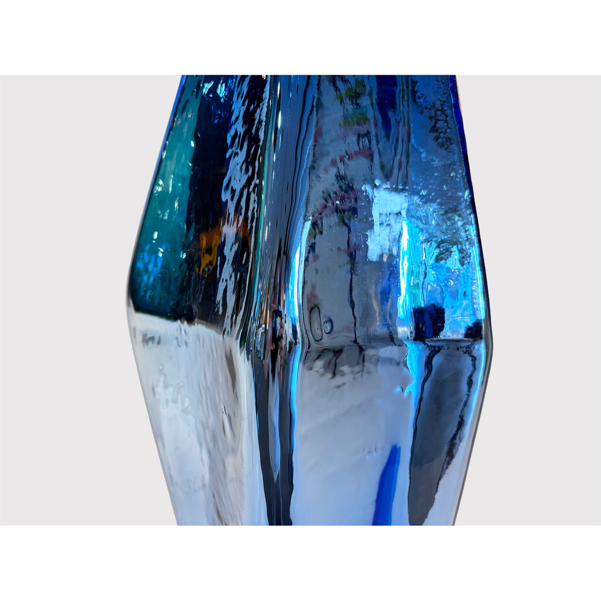 Large Mirror Crystal Cerulean and Aqua - Petroff Gallery - Glass Art
