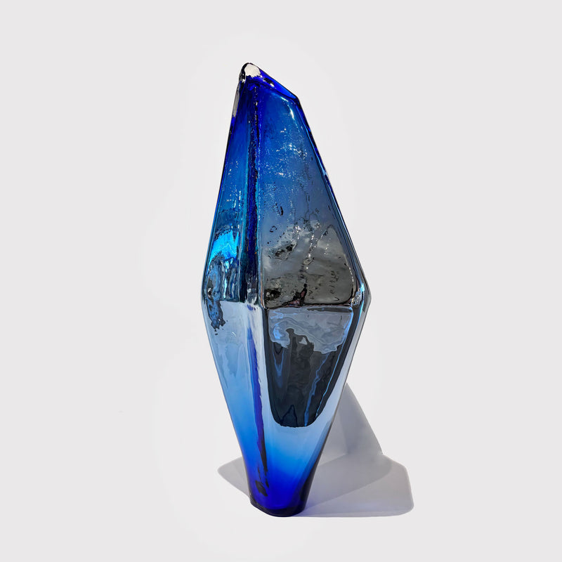 Large Mirror Crystal Cerulean and Aqua - Petroff Gallery - Glass Art