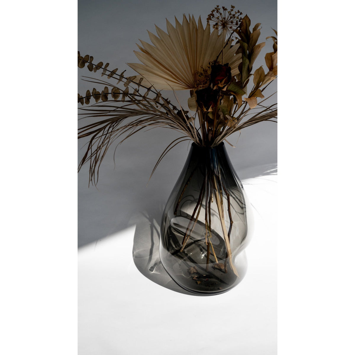 Smoke Grey Summit Vase Nature Gloss - Petroff Gallery - Glass Art