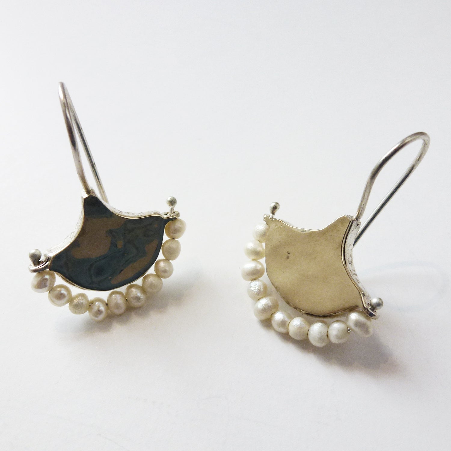 Fan Earrings with Pearls - Petroff Gallery