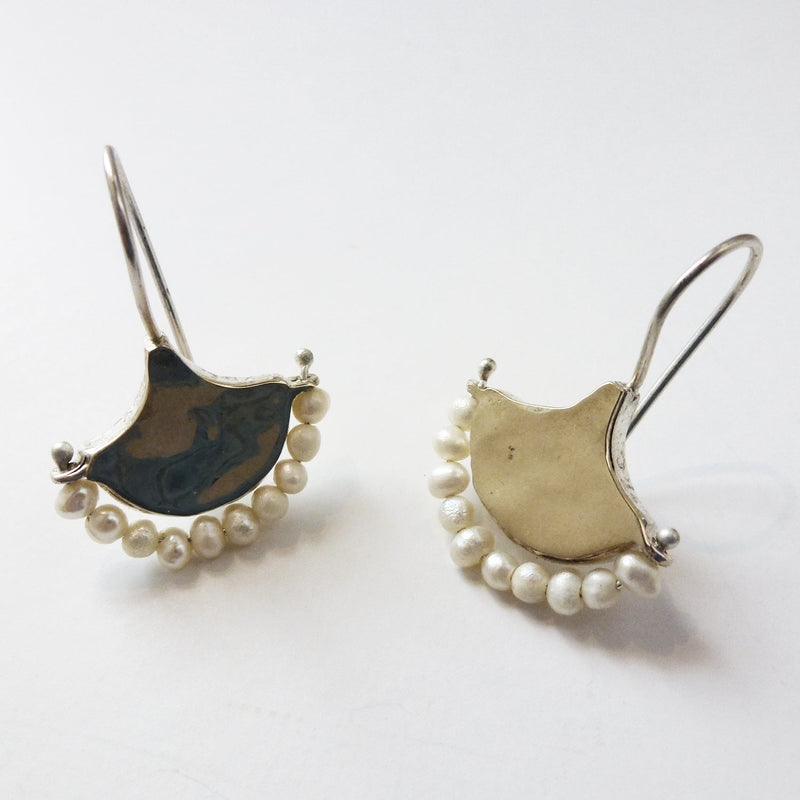 Fan Earrings with Pearls - Petroff Gallery