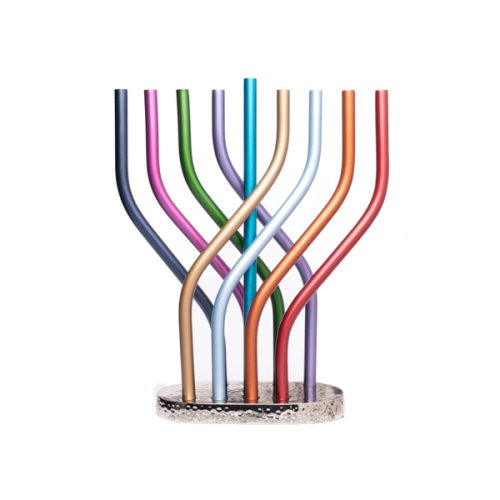 Flame Menorah in Multicolour - Petroff Gallery - Judaica