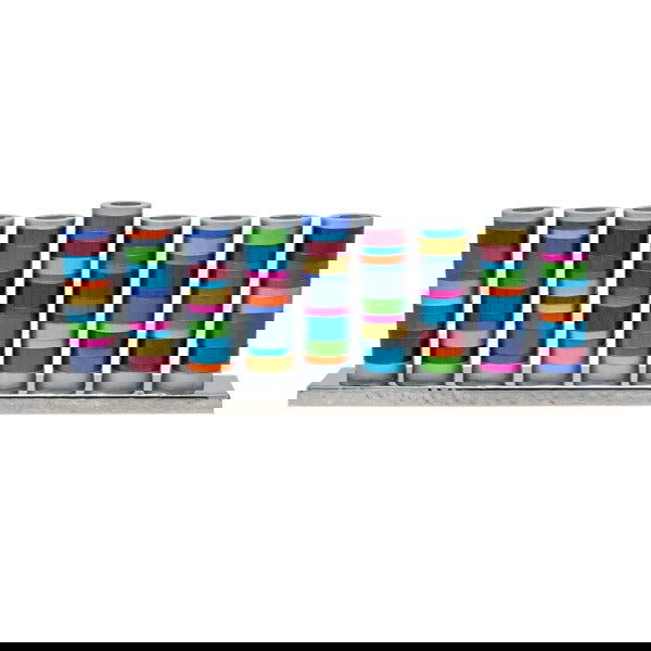 Menorah with Multicolour Full Rings - Petroff Gallery - Judaica