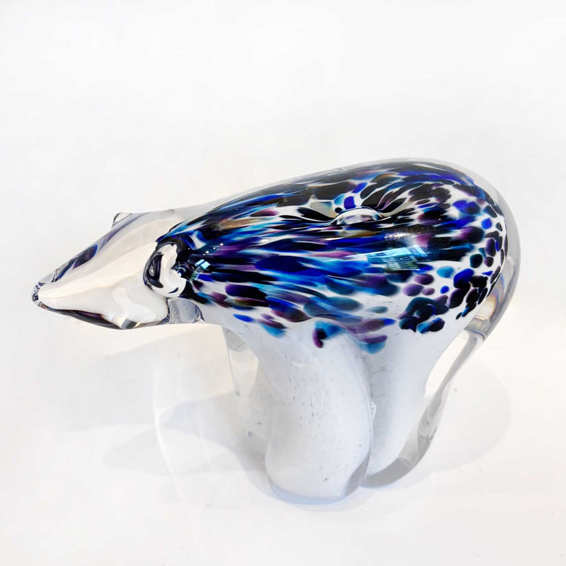 Fundy Midnight Deep Blue Medium Bear - Petroff Gallery - Glass Art