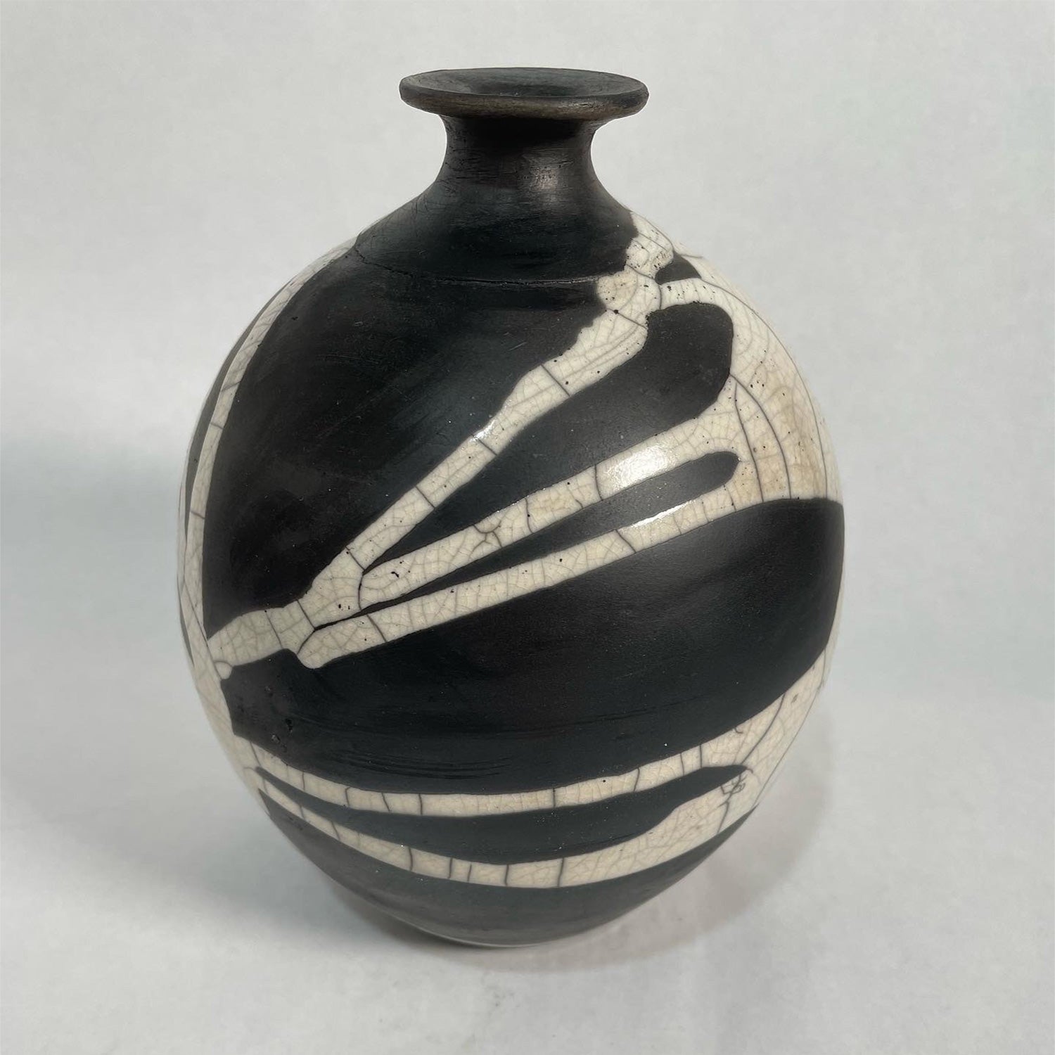 Mary Goh - White Crackle Bone Vase, 7" x 5" x 5"