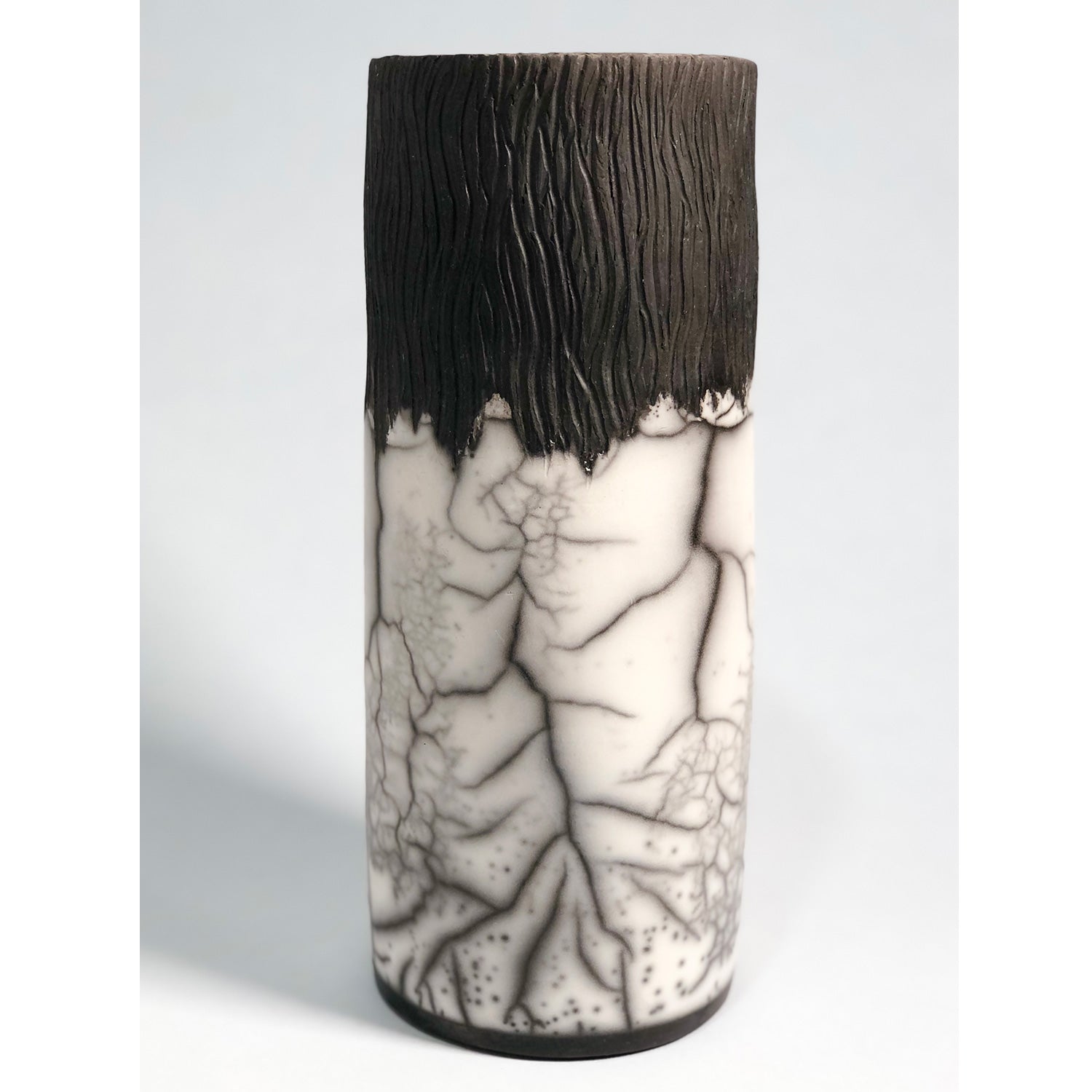 Mary Goh - Naked Raku Tall Cylinder, 10.25" x 4.25" x 4.25"