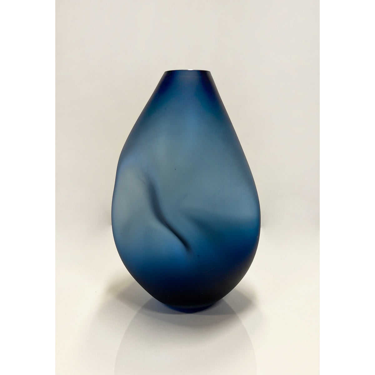Goodbeast Design - Steel Blue Summit Vase Matte Finish, 13.5" x 8" x 8"