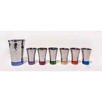 Kiddush Cup Set Multicolour Hammer Work - Petroff Gallery - Judaica