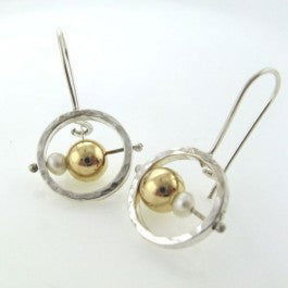 Gold and pearl bead earrings - Petroff Gallery