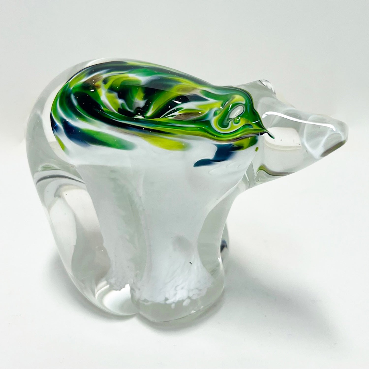 Green/White Small Bear - Petroff Gallery -  - Curtis Dionne - Green/White Small Bear, 3" x 4" x 2"