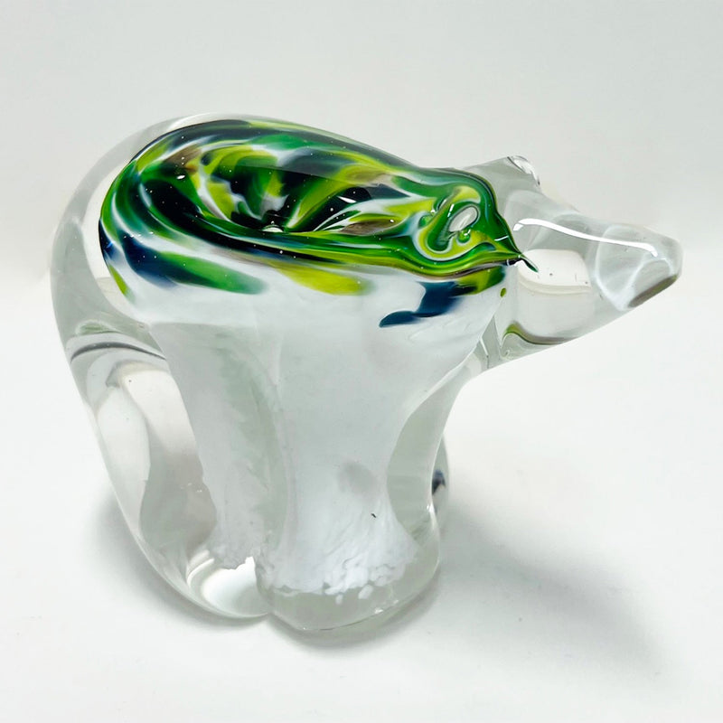 Green/White Small Bear - Petroff Gallery -  - Curtis Dionne - Green/White Small Bear, 3" x 4" x 2"