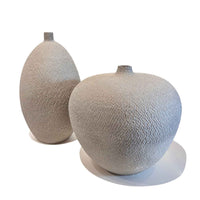 Large Round Grey Carved Vessel - Petroff Gallery - Ceramic Art