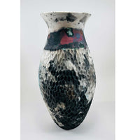 Carved Barrel Fired Vase 1- Petroff Gallery - Ceramics  