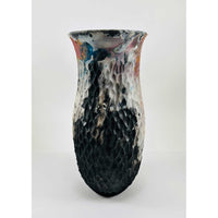 Carved Barrel Fired Vase 2- Petroff Gallery - Ceramics 