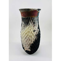 Carved Barrel Fired Vase 2- Petroff Gallery - Ceramics 